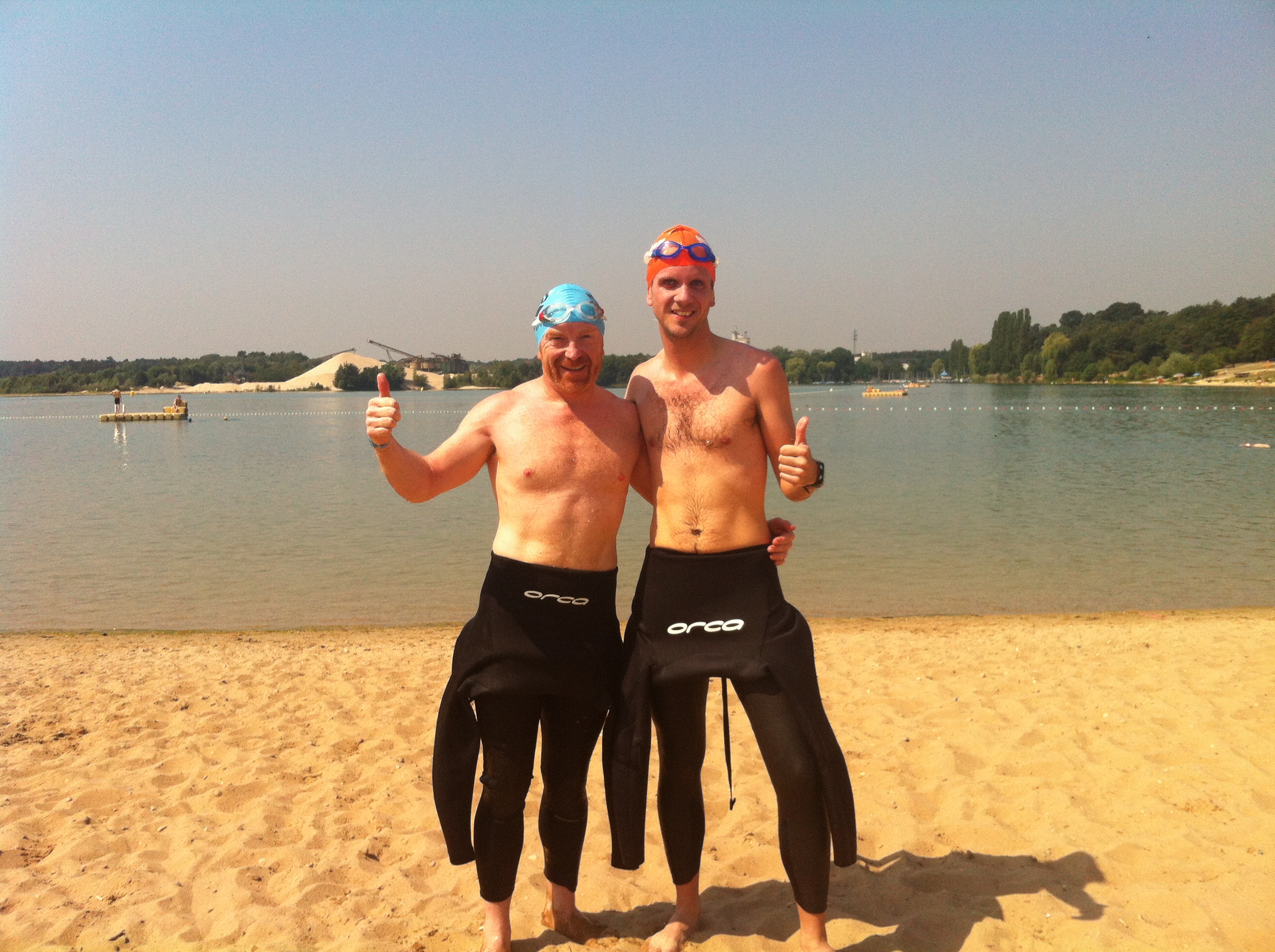 Practice swim with Per Erik, Ironman Frankfurt, Germany