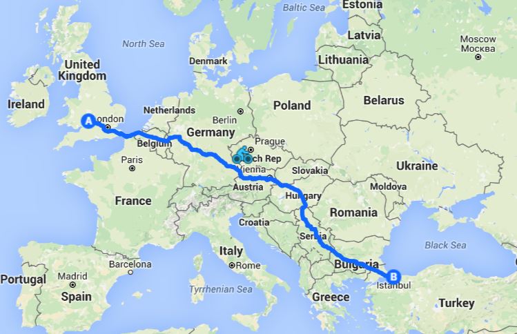 Cycle route through Europe