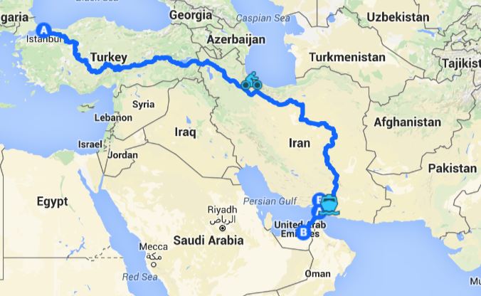 Cycle route through the middle east