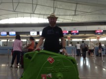 At the airport with cycle case - bicycle tour flight costs